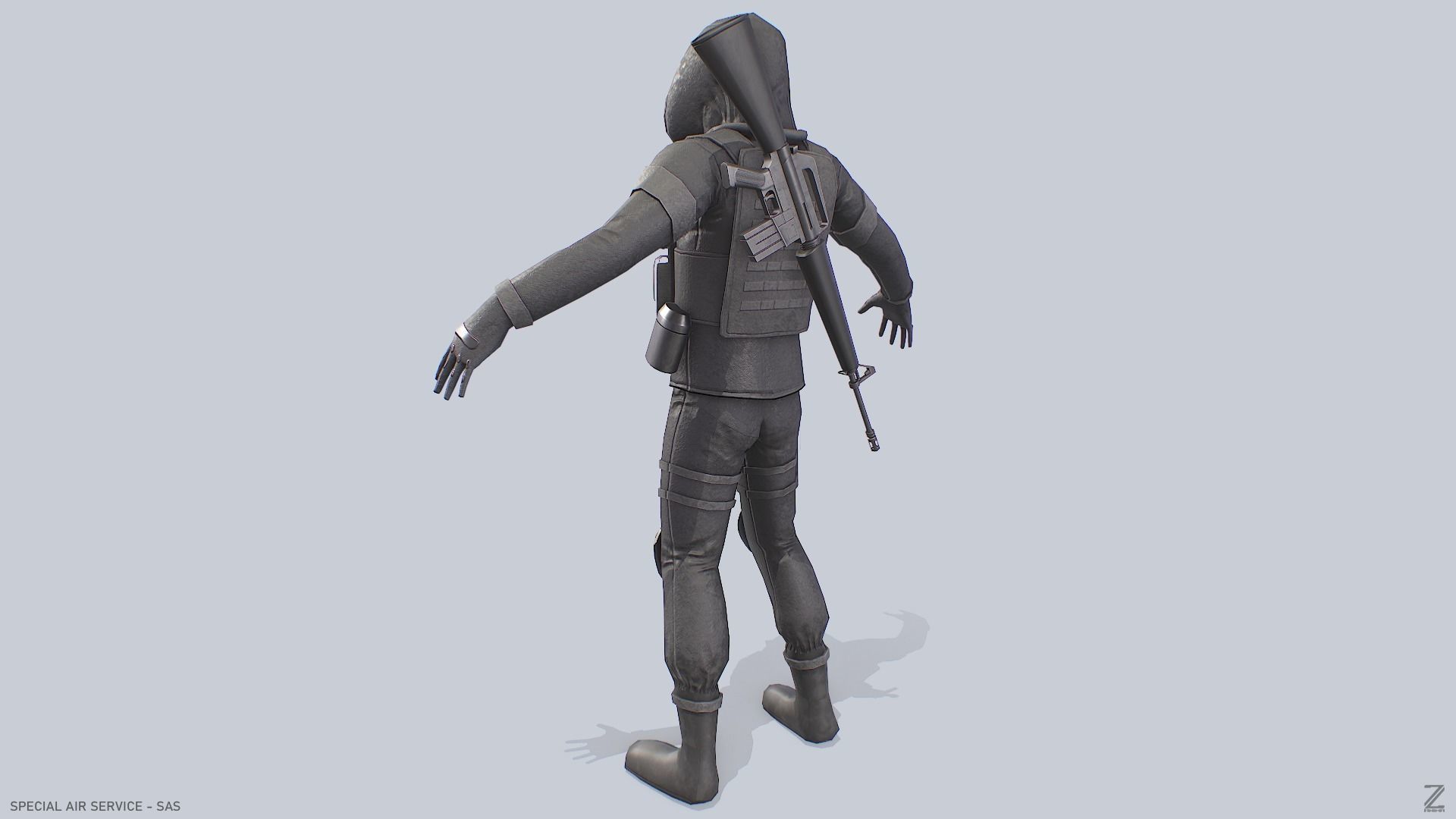Military SAS Low-poly 3D model_2