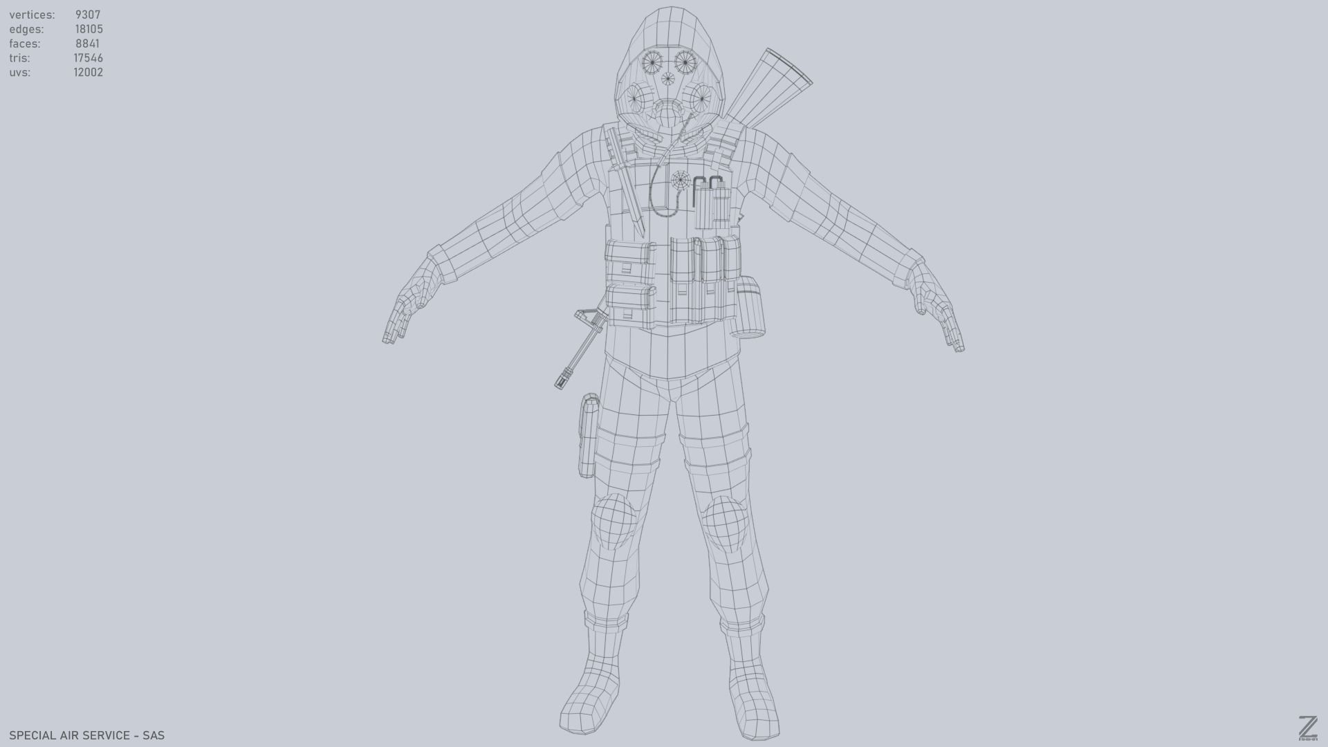 Military SAS Low-poly 3D model_10