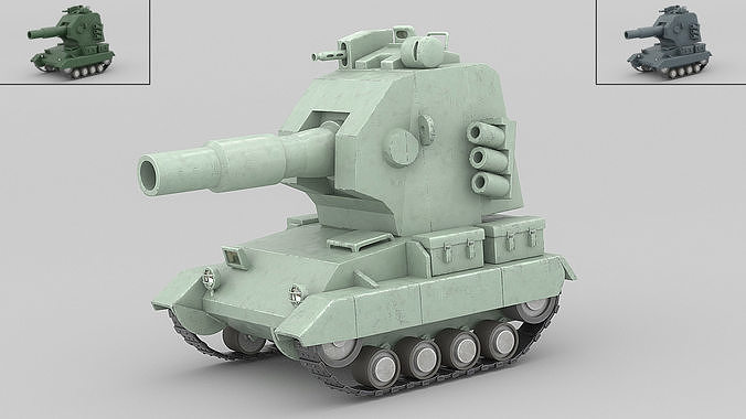 Cartoon tank 2 3D model 2