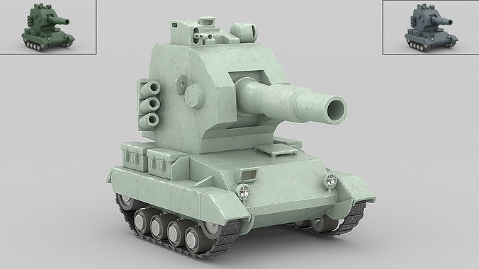 Cartoon tank 2 3D model 7
