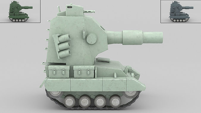 Cartoon tank 2 3D model 6