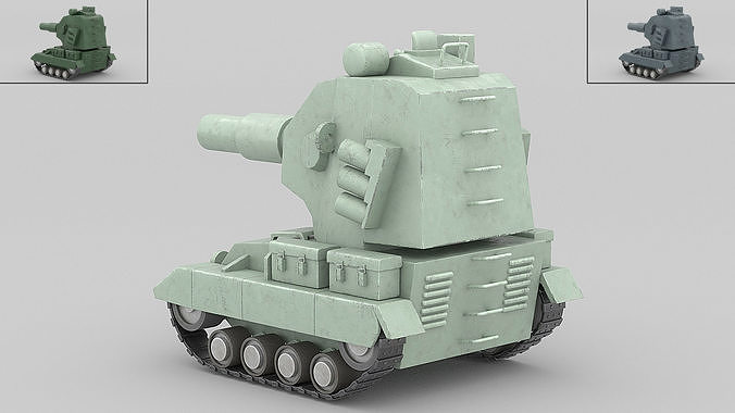 Cartoon tank 2 3D model 4