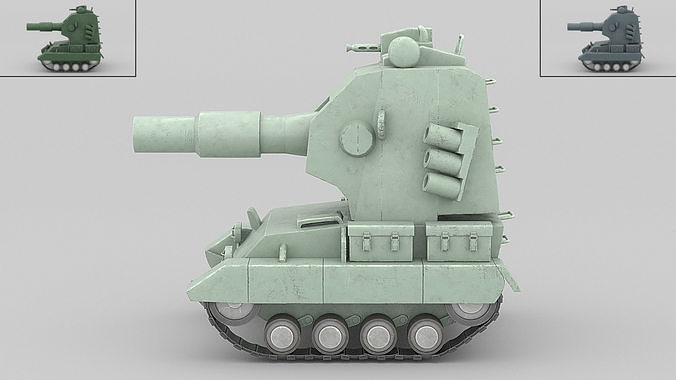 Cartoon tank 2 3D model 3