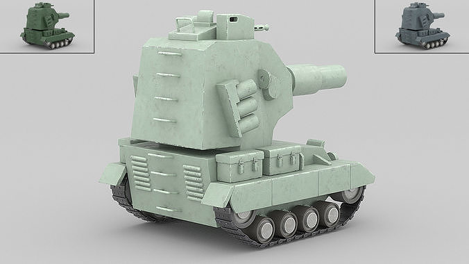 Cartoon tank 2 3D model 5