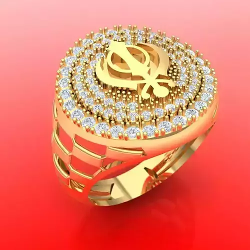 Khanda Diamond MENS RING 3D print model