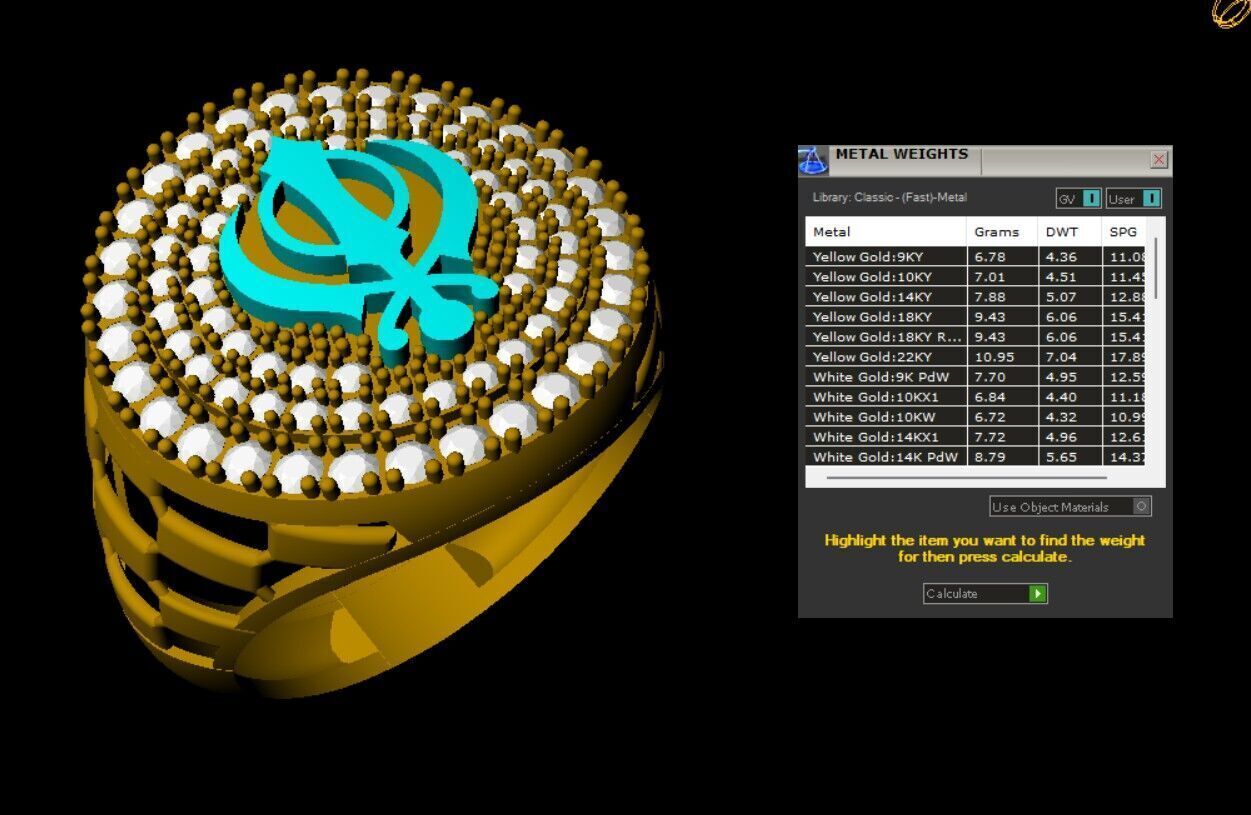 Khanda Diamond MENS RING 3D print model_4