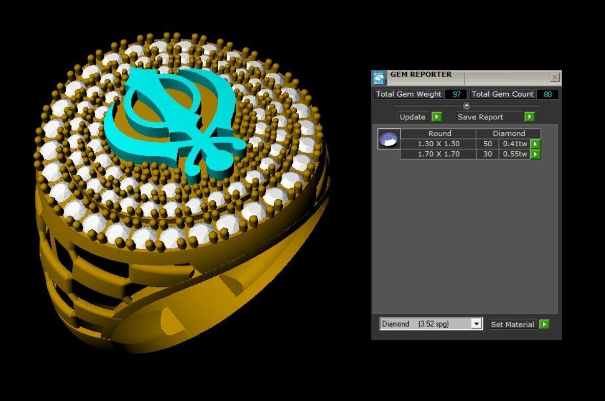 Khanda Diamond MENS RING 3D print model_5