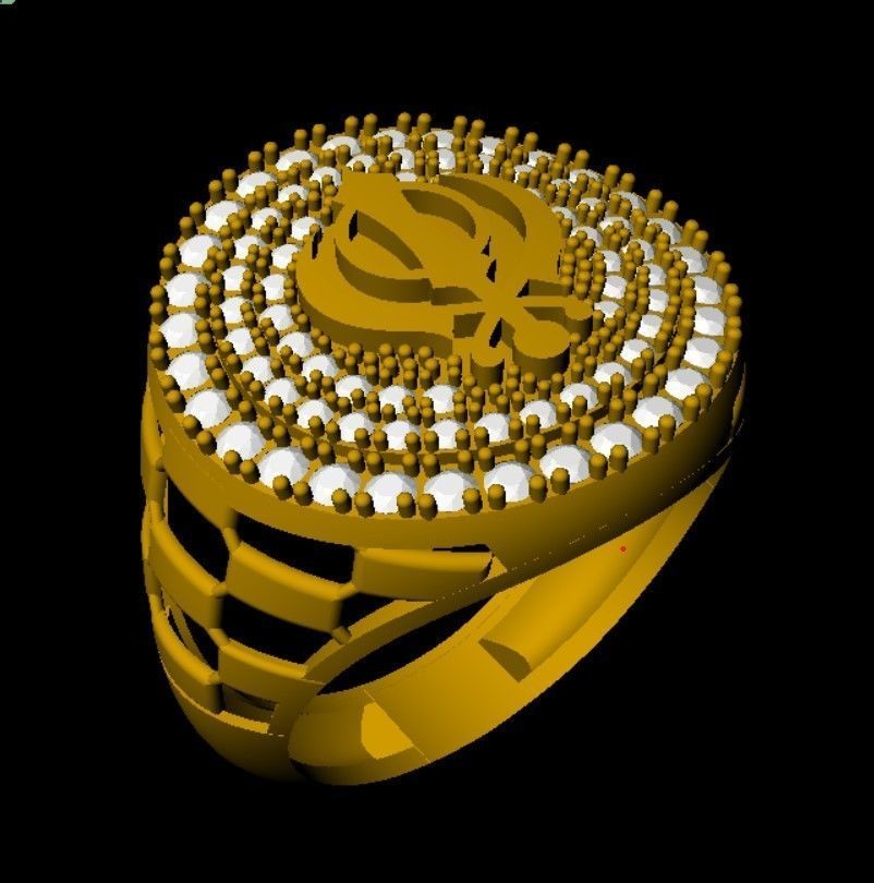 Khanda Diamond MENS RING 3D print model_1