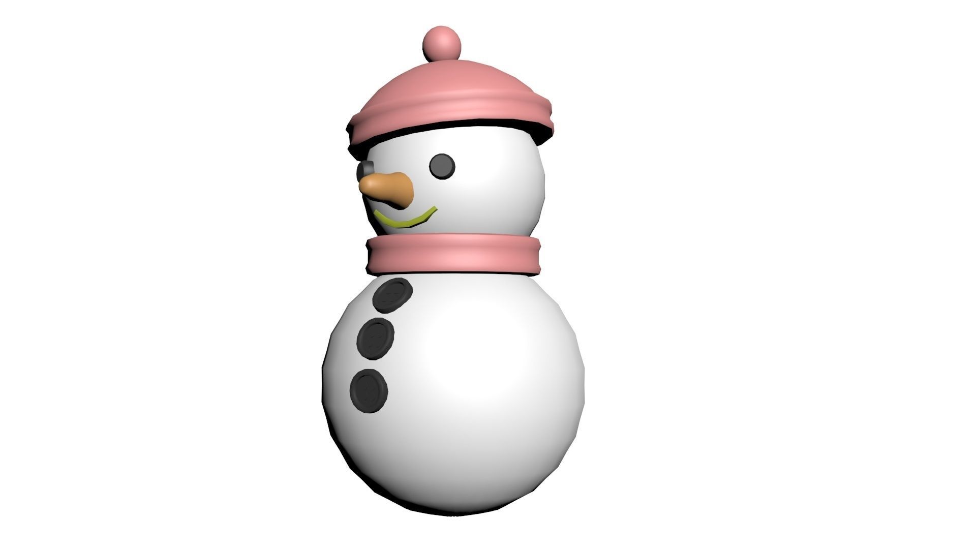 Low Poly Game Ready Snowman Low-poly 3D model_1