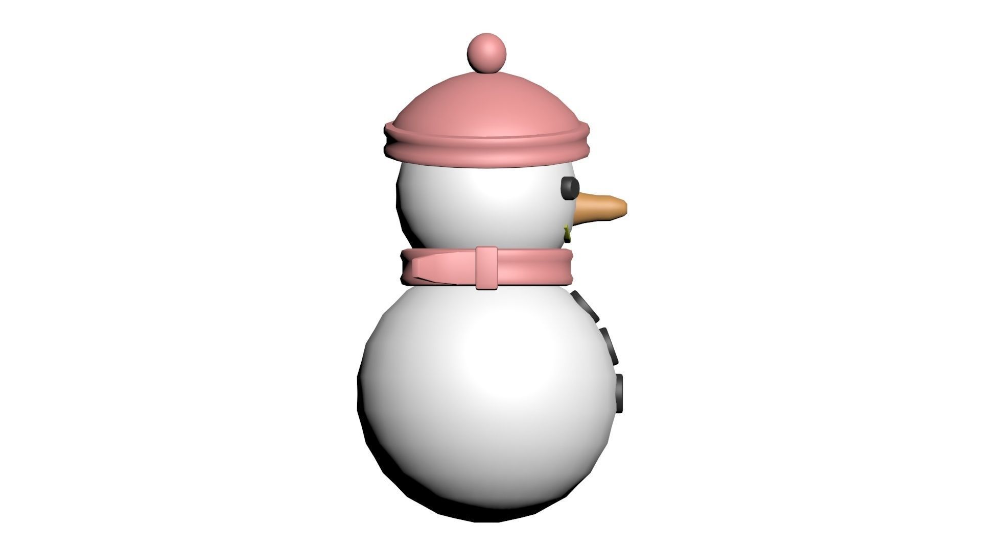 Low Poly Game Ready Snowman Low-poly 3D model_11