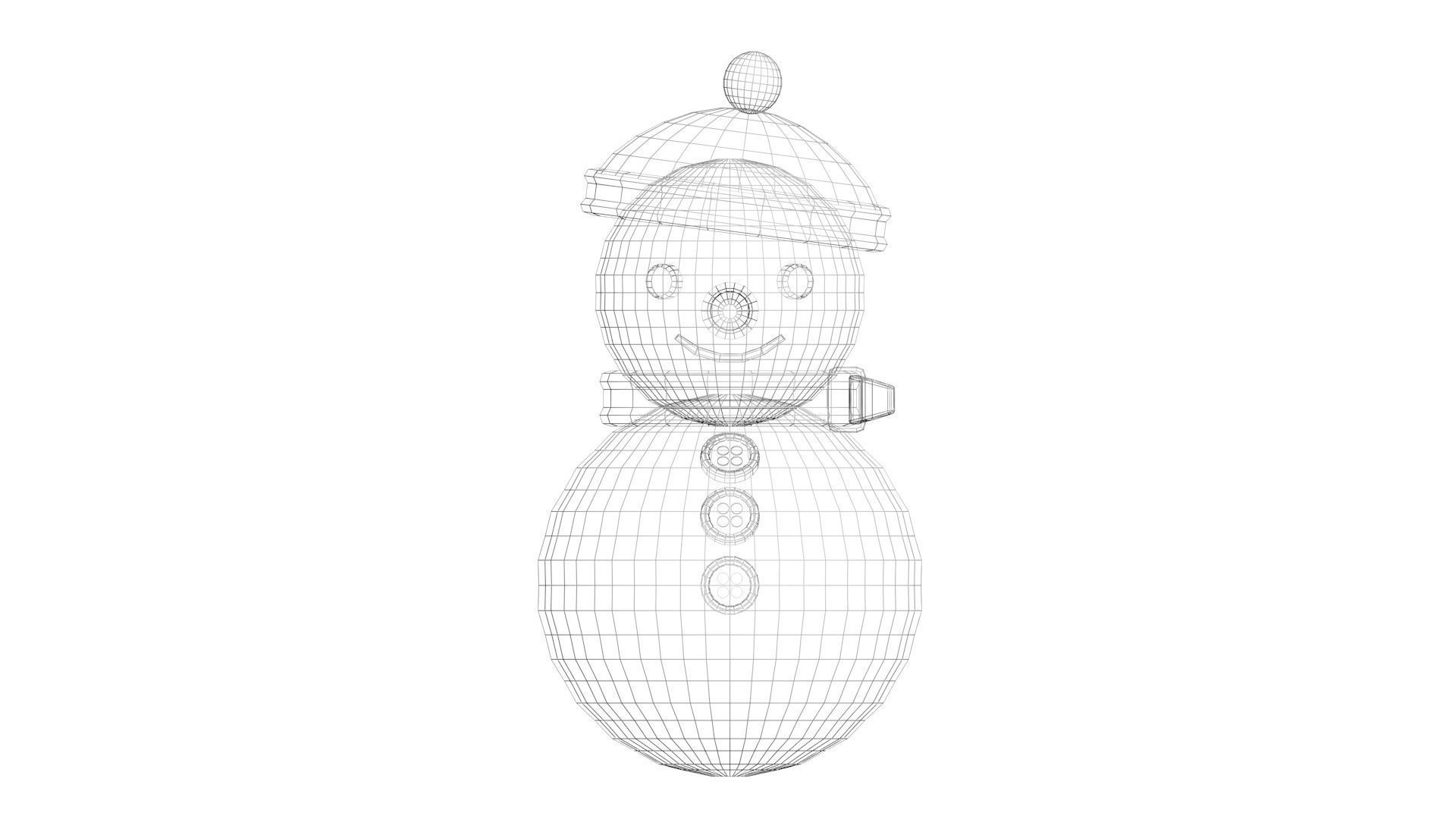 Low Poly Game Ready Snowman Low-poly 3D model_19