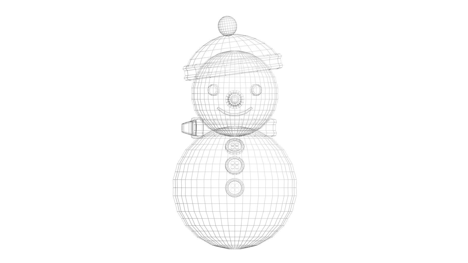 Low Poly Game Ready Snowman Low-poly 3D model_18