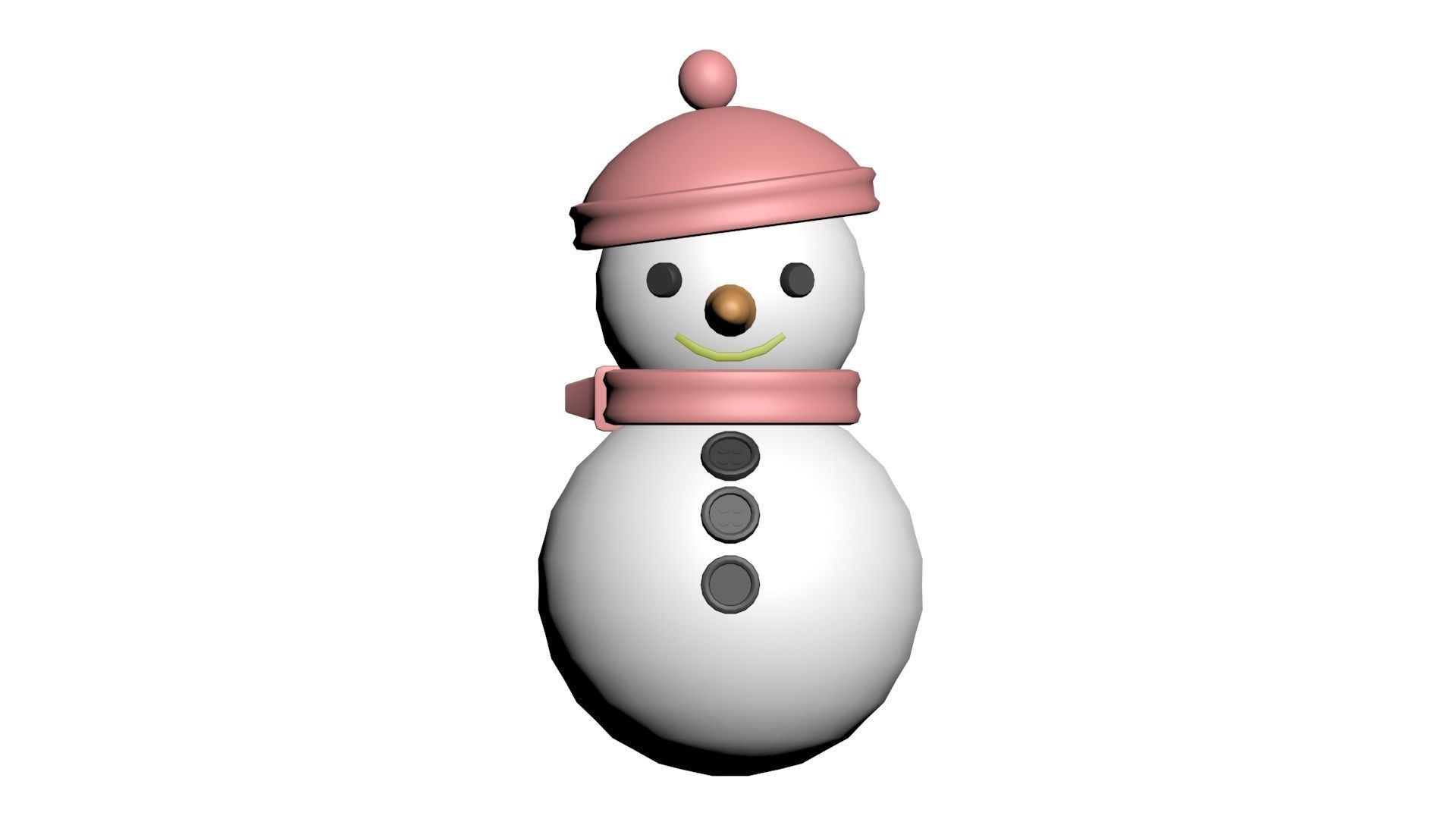 Low Poly Game Ready Snowman Low-poly 3D model_7