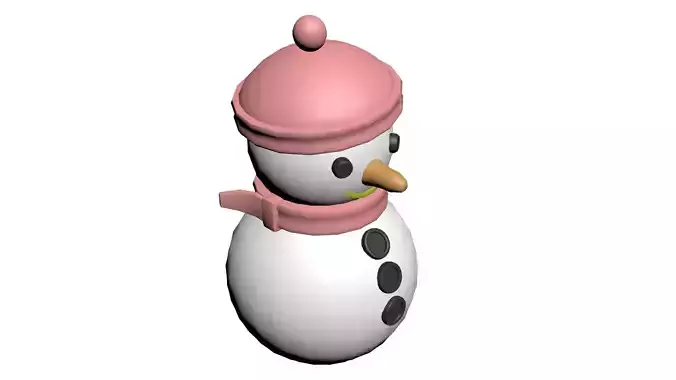 Low Poly Game Ready Snowman Low-poly 3D model