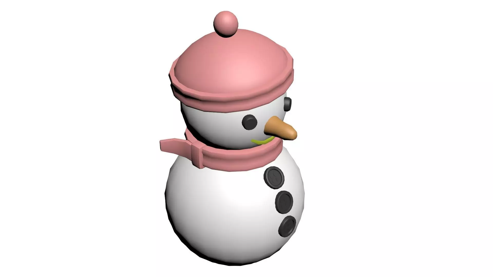 Low Poly Game Ready Snowman Low-poly 3D model_0