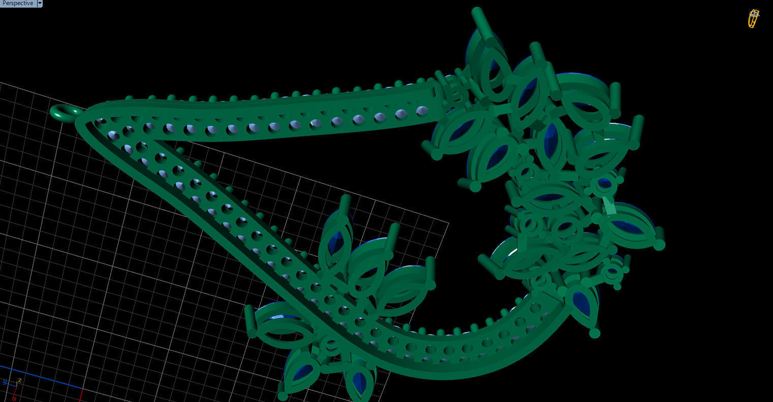 Gorgeous Dangle earrings with marquise gemstones 3D print model_20