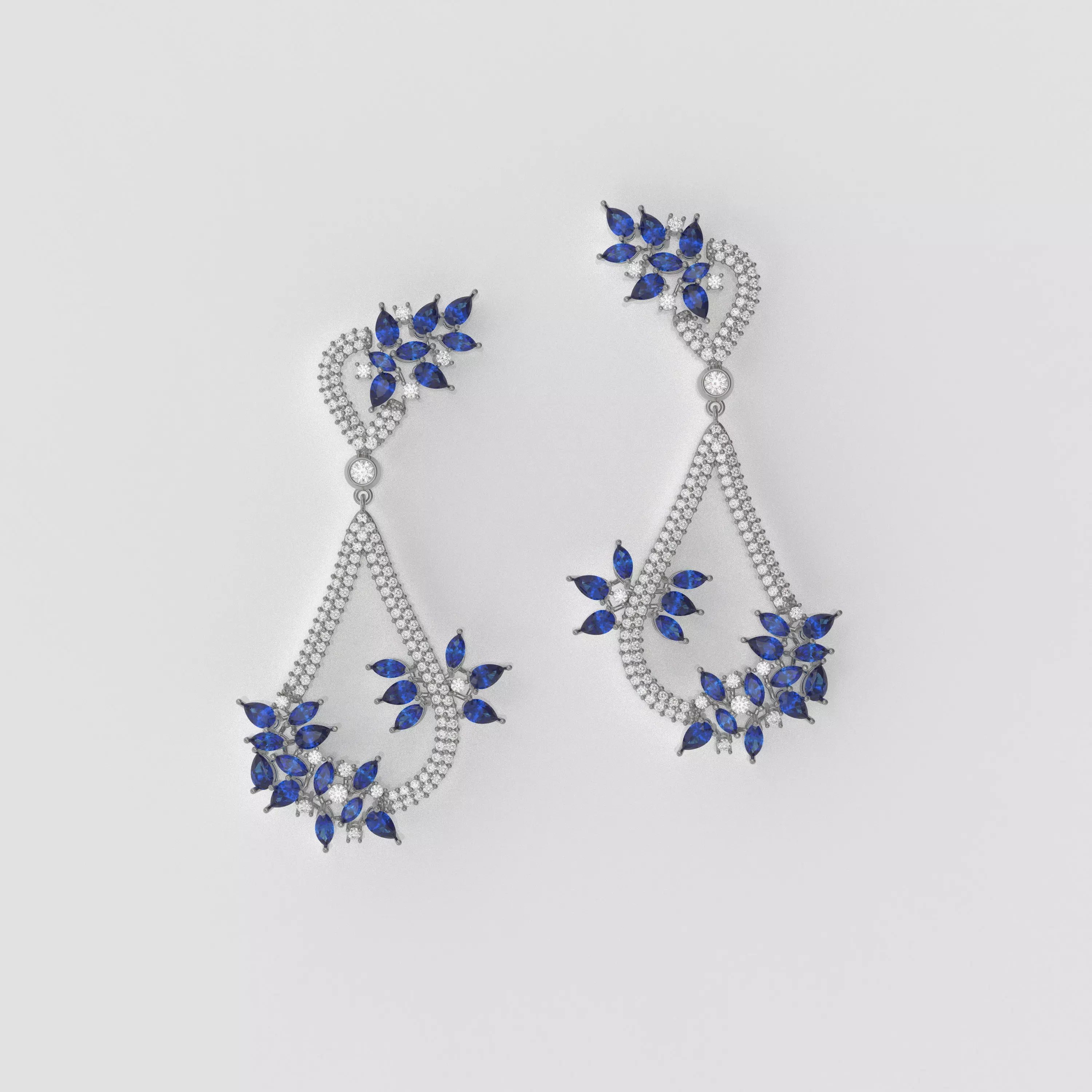 Gorgeous Dangle earrings with marquise gemstones 3D print model_0