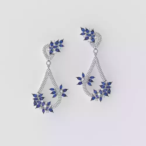 Gorgeous Dangle earrings with marquise gemstones 3D print model