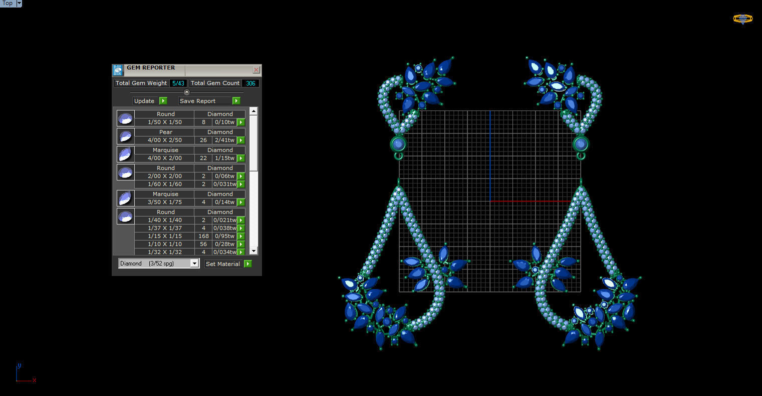 Gorgeous Dangle earrings with marquise gemstones 3D print model_3