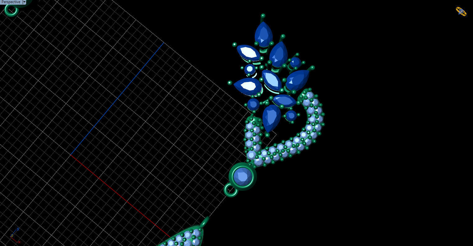 Gorgeous Dangle earrings with marquise gemstones 3D print model_13