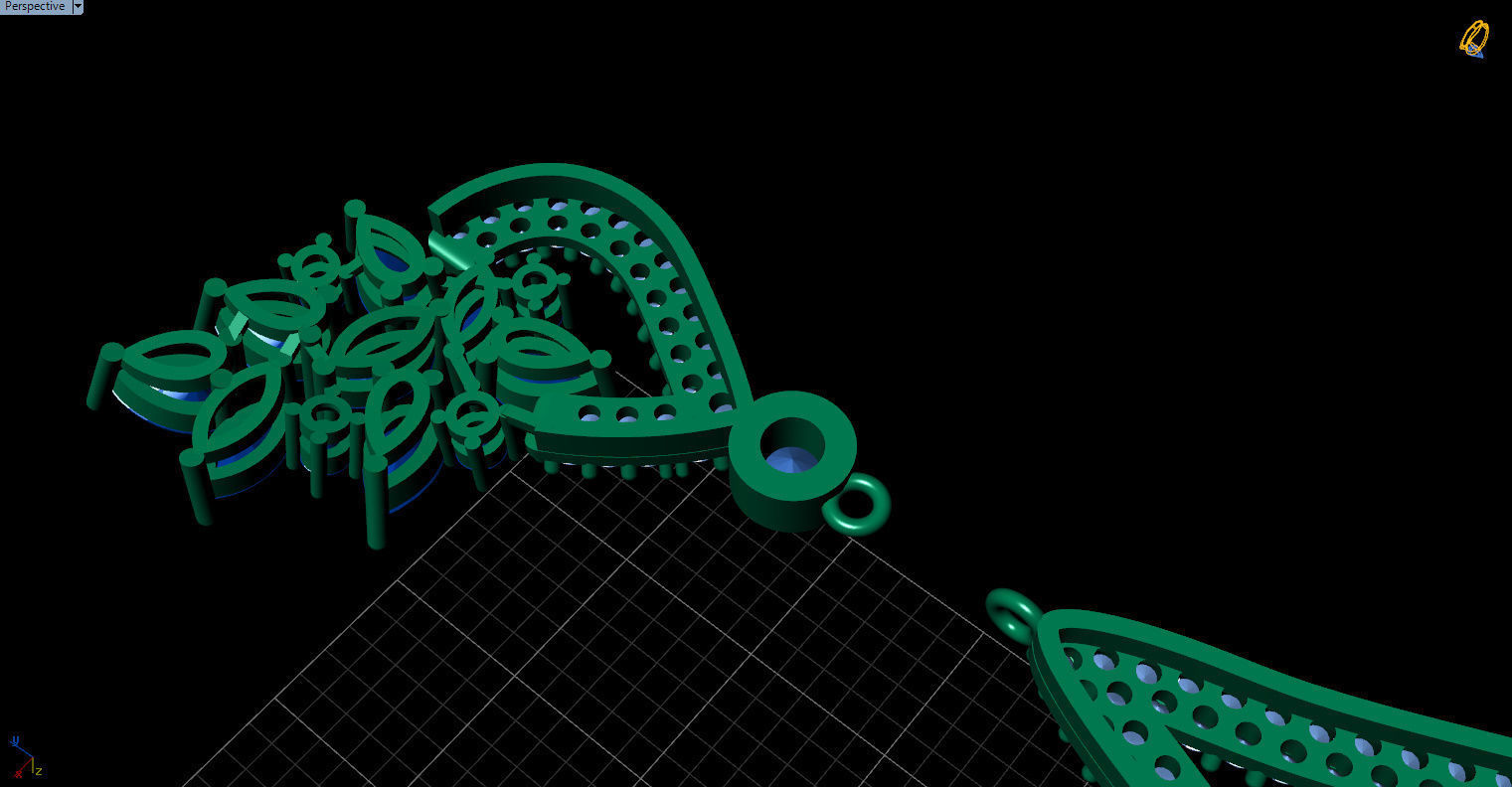 Gorgeous Dangle earrings with marquise gemstones 3D print model_23