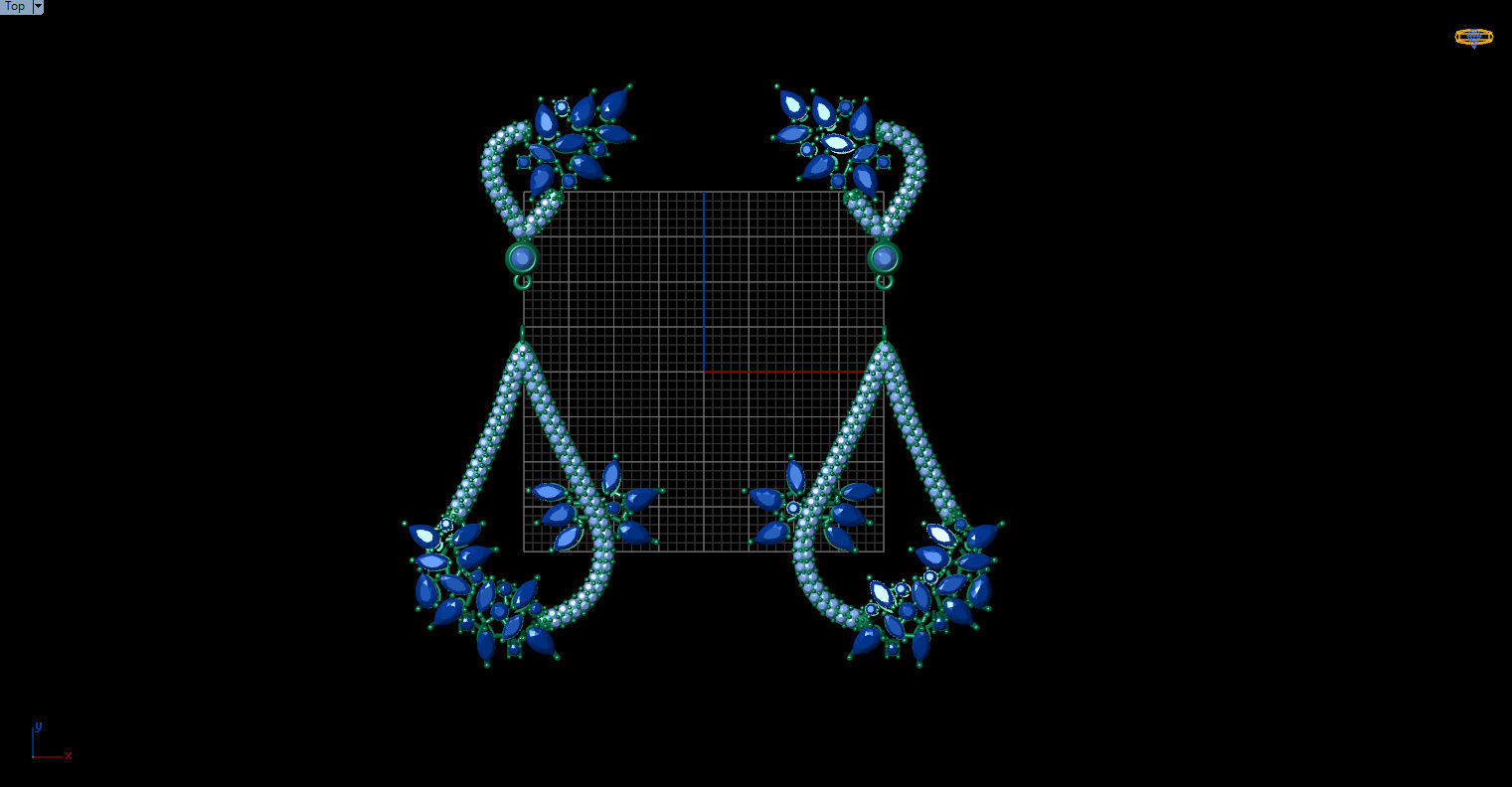 Gorgeous Dangle earrings with marquise gemstones 3D print model_7