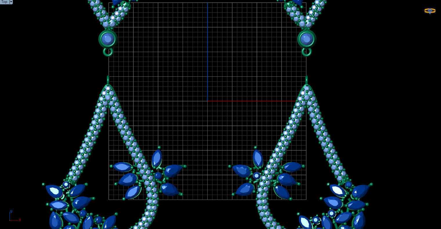 Gorgeous Dangle earrings with marquise gemstones 3D print model_11