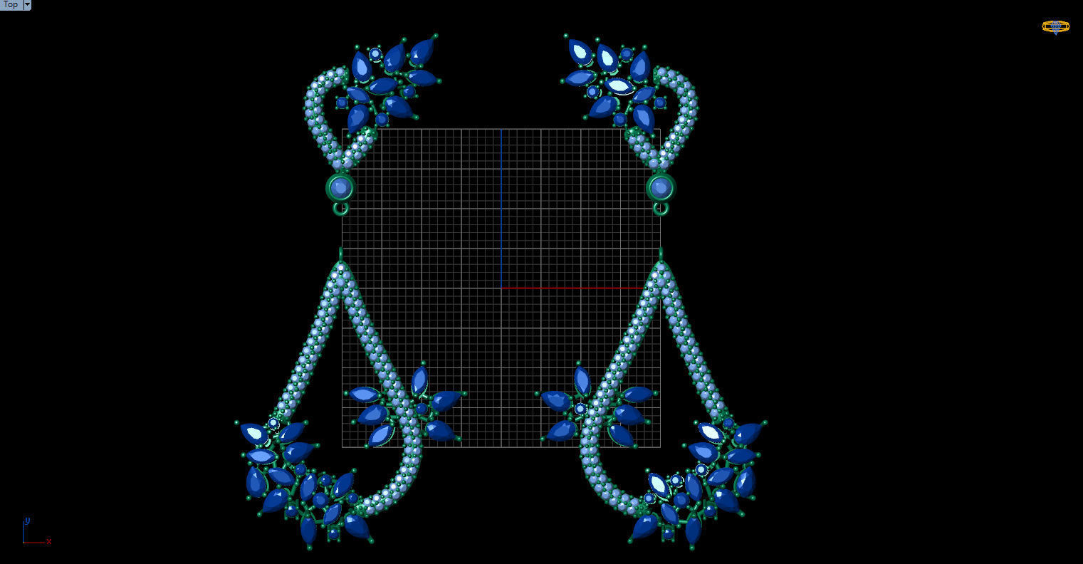 Gorgeous Dangle earrings with marquise gemstones 3D print model_40