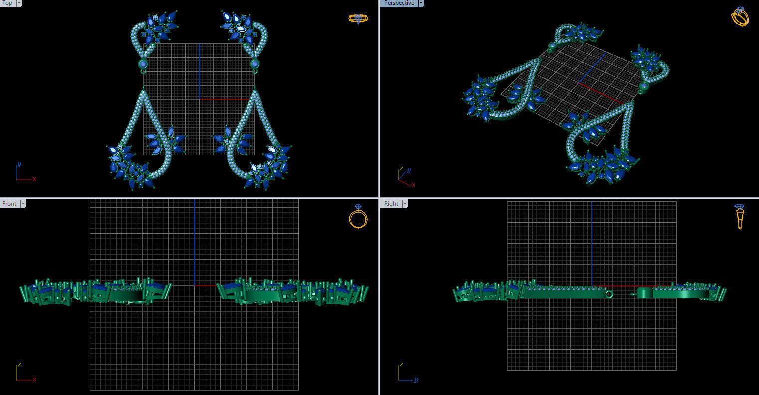 Gorgeous Dangle earrings with marquise gemstones 3D print model_6