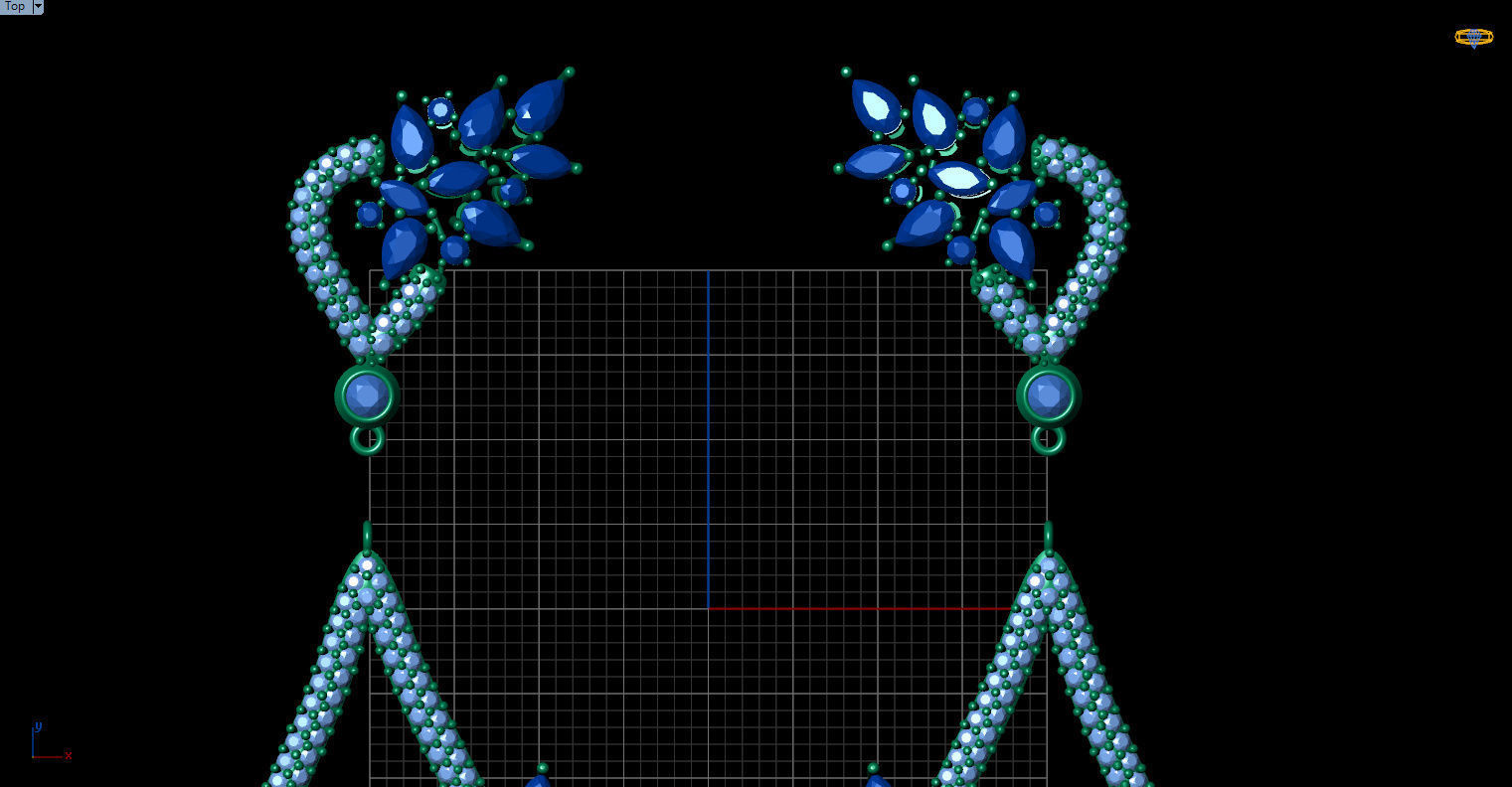 Gorgeous Dangle earrings with marquise gemstones 3D print model_12