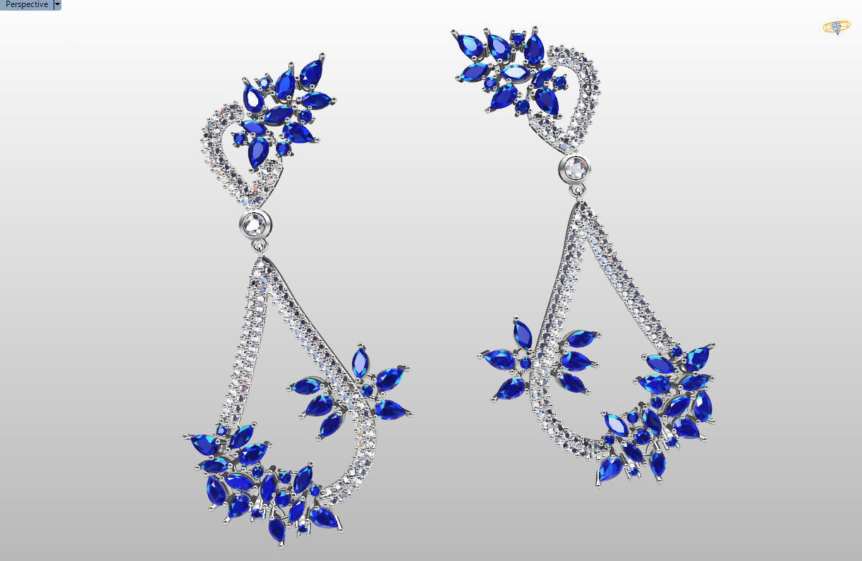 Gorgeous Dangle earrings with marquise gemstones 3D print model_59