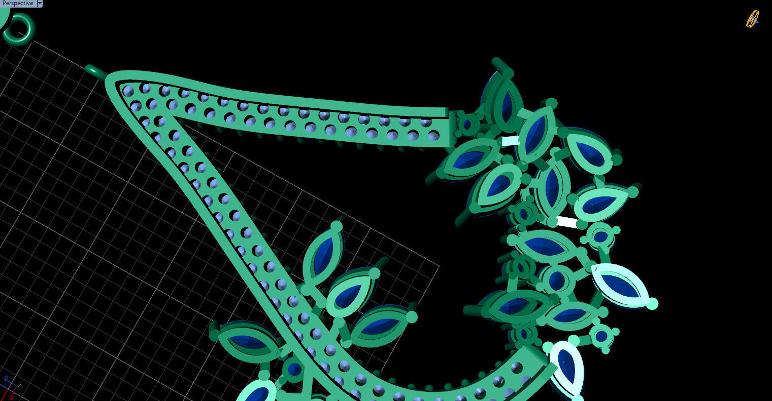 Gorgeous Dangle earrings with marquise gemstones 3D print model_19