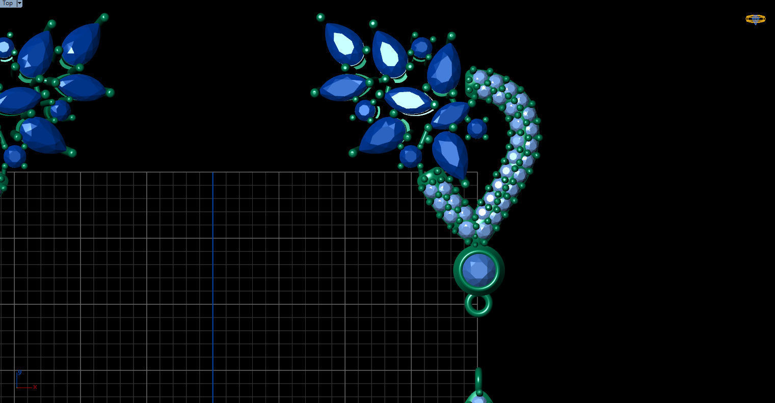 Gorgeous Dangle earrings with marquise gemstones 3D print model_8