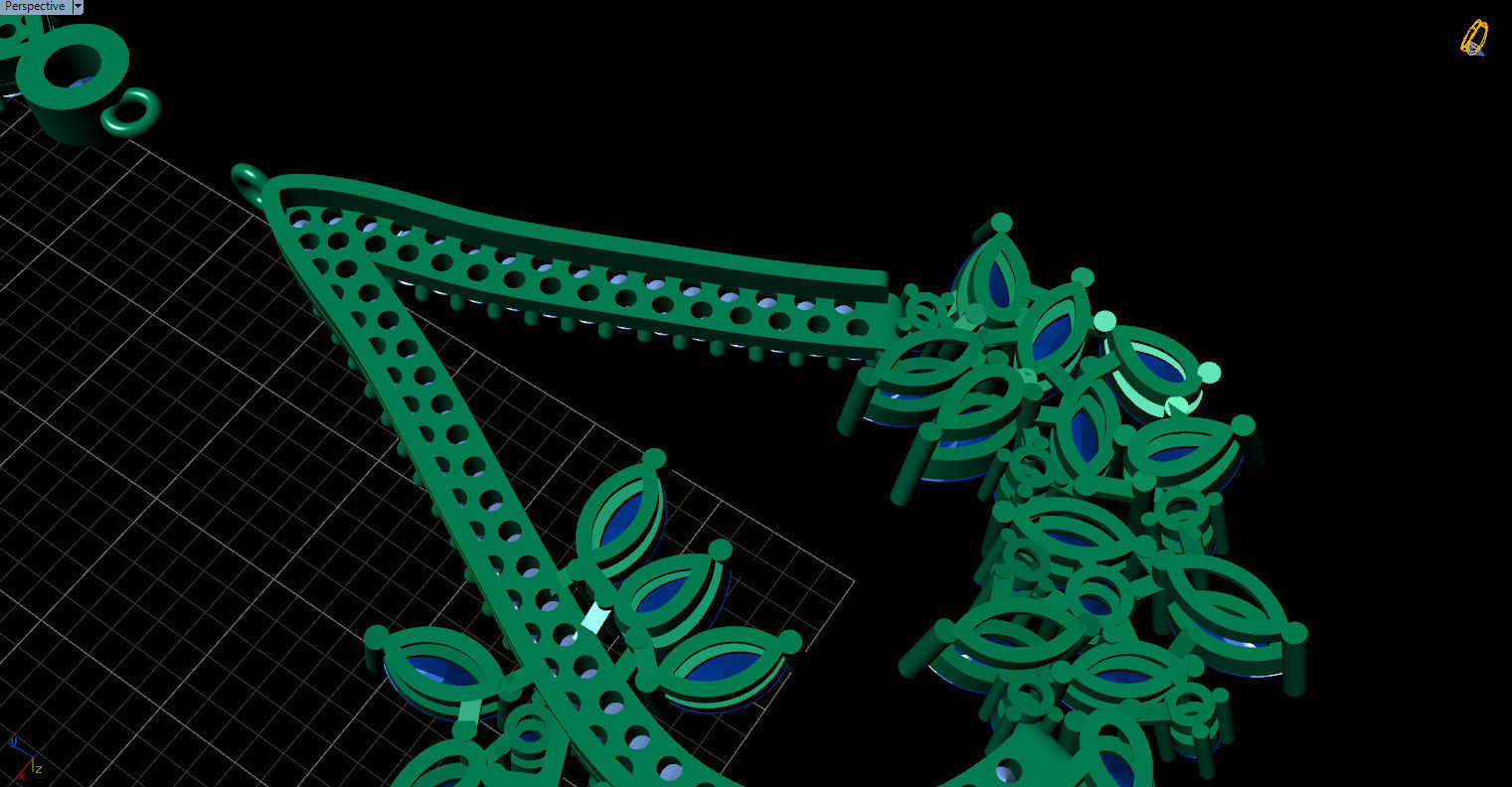 Gorgeous Dangle earrings with marquise gemstones 3D print model_18