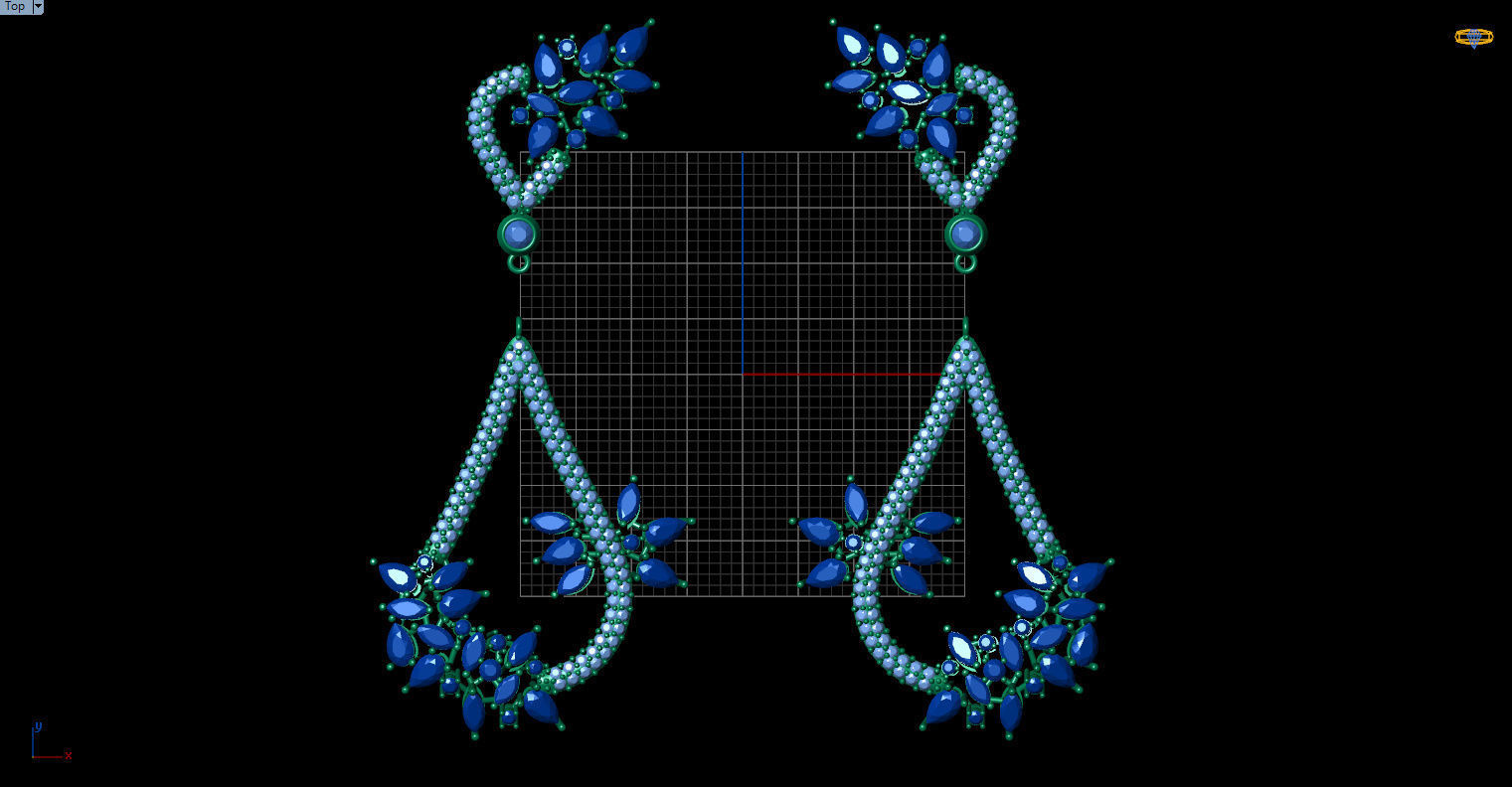 Gorgeous Dangle earrings with marquise gemstones 3D print model_41