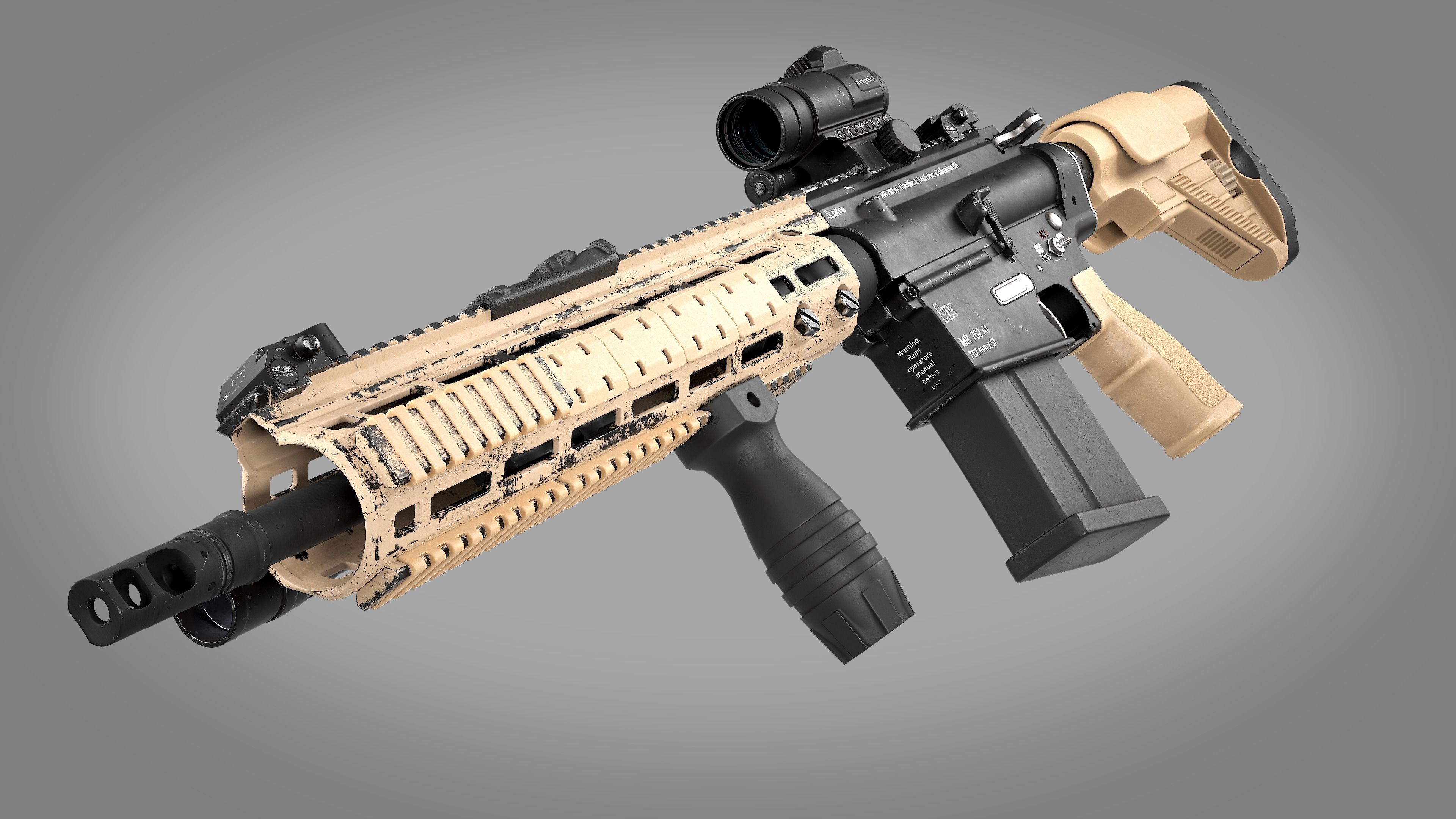 MR 762 Modular Designated Marksman Rifle Low-poly 3D model_7