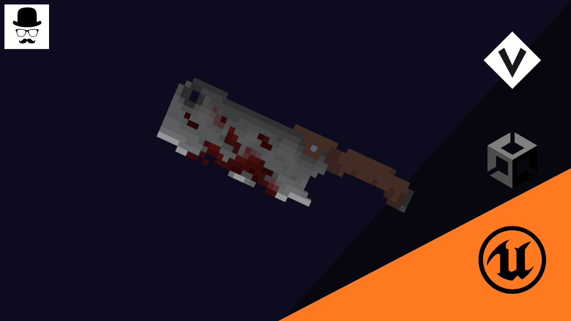 Voxel Chopper Knife Dagger 4 - Lowpoly Weapons Low-poly 3D model_5