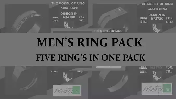 MEN RING pack 5 ring in 1 pack 3D print model