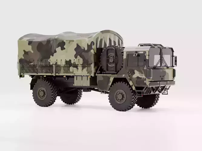 Rheinmetall Man Kat1 4x4 Flat Bed - Tent 3D model