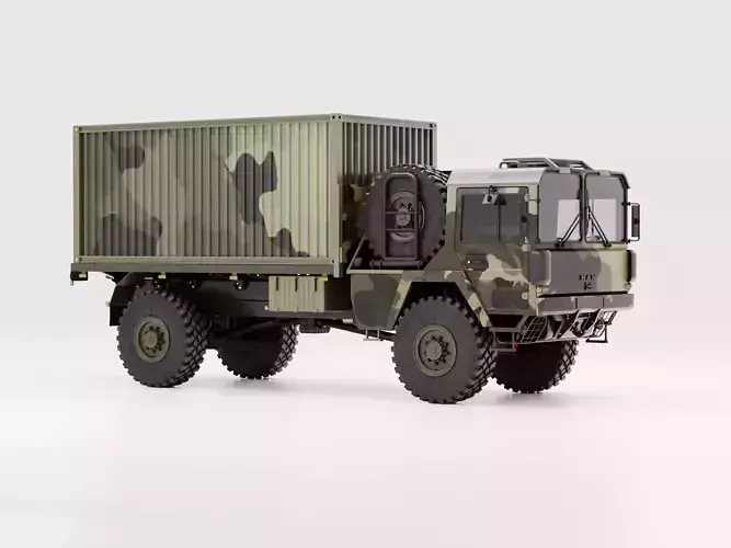 Rheinmetall Man Kat1 4x4 Flat Bed - Container 3D model