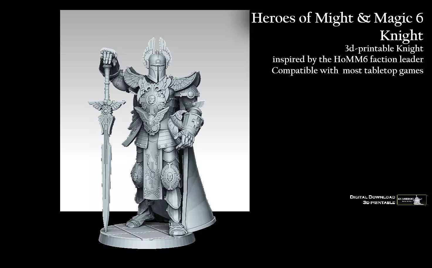 Heroes of Might and Magic 6 Winged Knight 3D print model_0