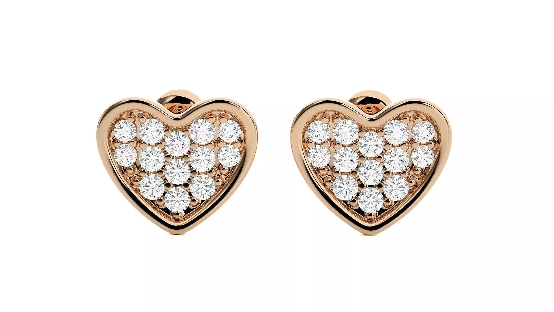 Heart Love Valentine Diamond Head Light Wt Earrings 3dm stl 3D print model