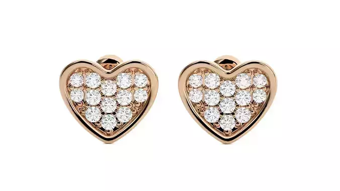 Heart Love Valentine Diamond Head Light Wt Earrings 3dm stl 