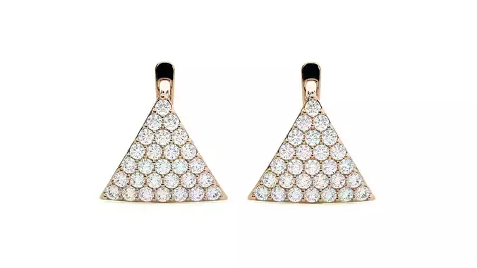 Triangular Diamond Head Light Wt Earrings 3dm stl renders 