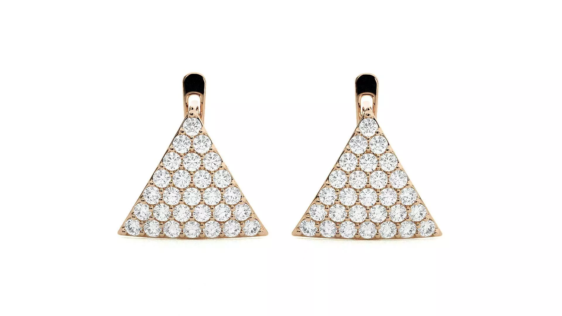 Triangular Diamond Head Light Wt Earrings 3dm stl renders  3D print model_0