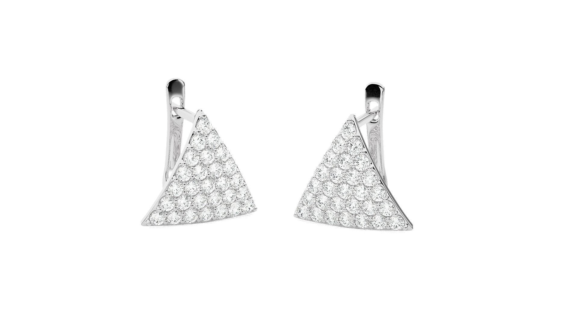 Triangular Diamond Head Light Wt Earrings 3dm stl renders  3D print model_8