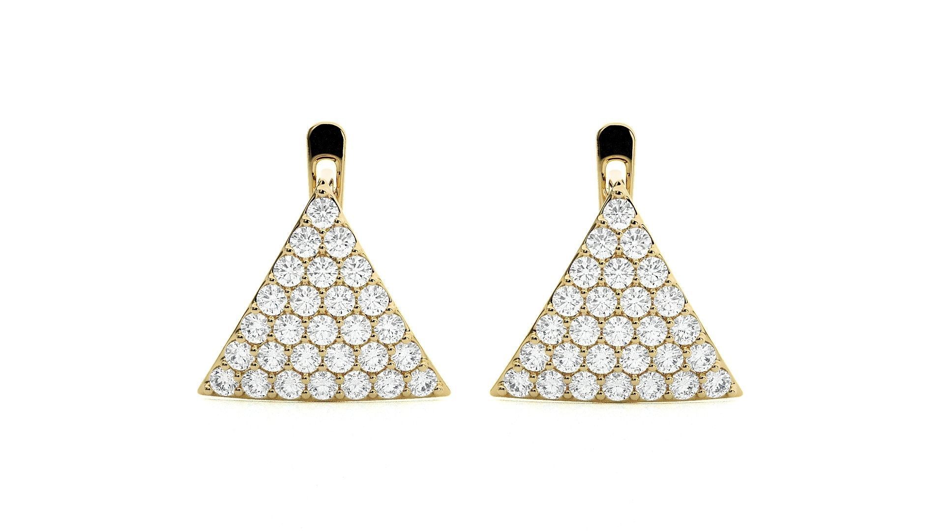 Triangular Diamond Head Light Wt Earrings 3dm stl renders  3D print model_2