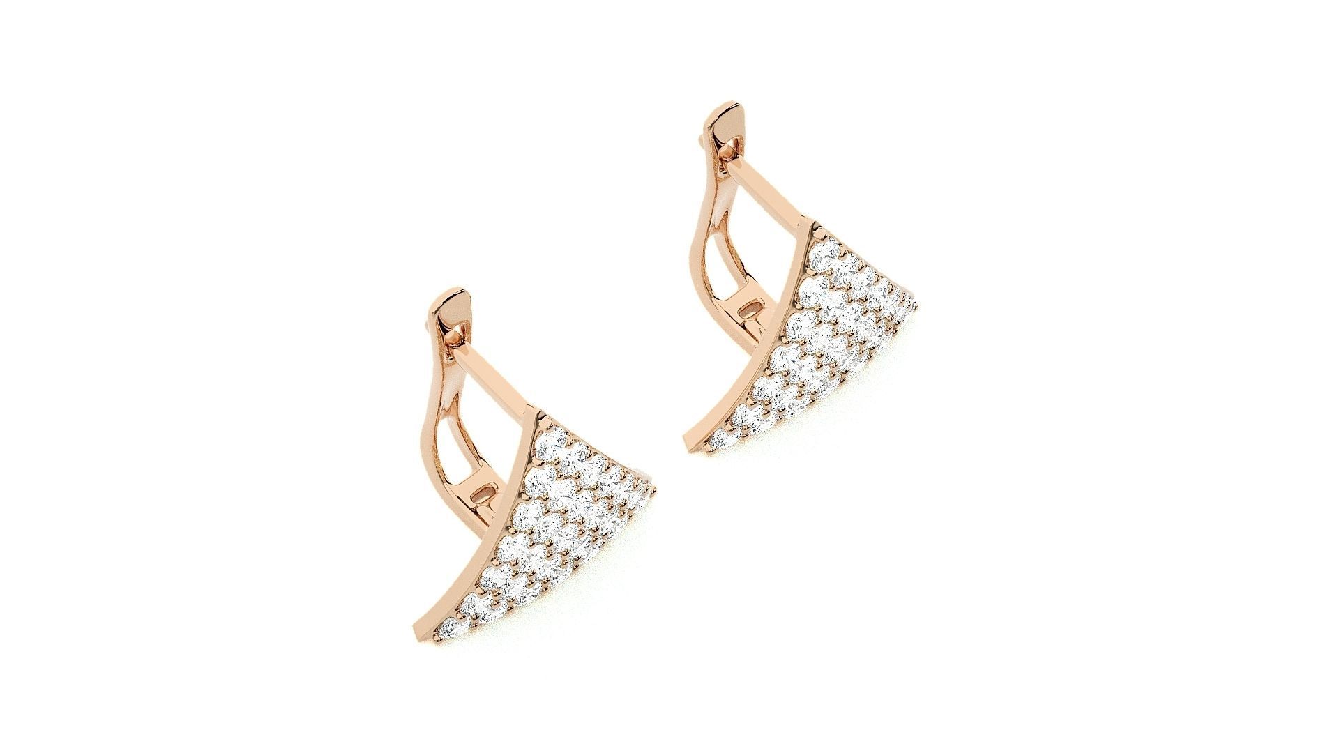 Triangular Diamond Head Light Wt Earrings 3dm stl renders  3D print model_3