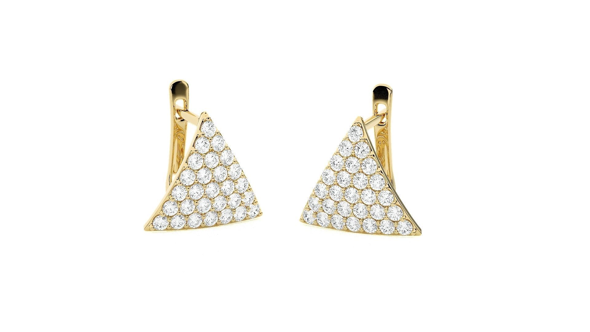 Triangular Diamond Head Light Wt Earrings 3dm stl renders  3D print model_11