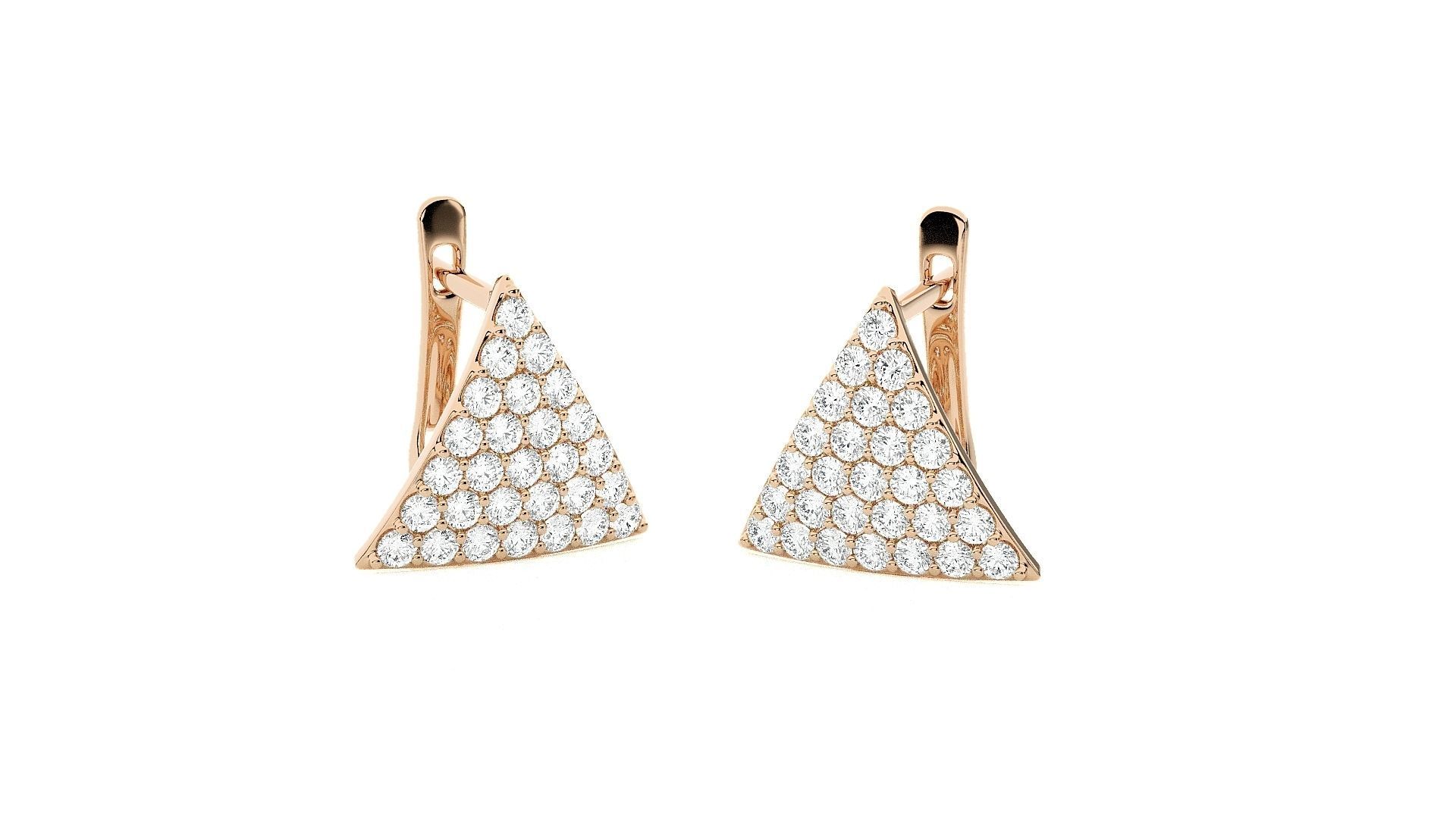 Triangular Diamond Head Light Wt Earrings 3dm stl renders  3D print model_5